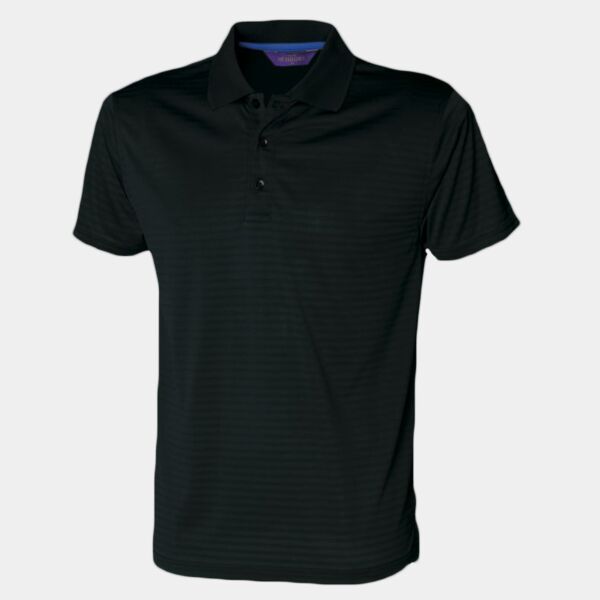 Henbury Coolplus® Textured Stripe Piqué Polo Shirt Thumbnail