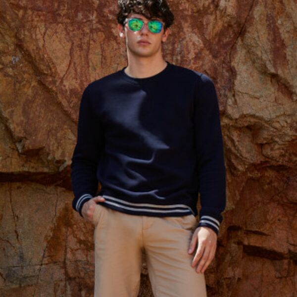 Front Row Unisex Striped Cuff Sweatshirt Thumbnail